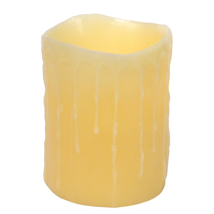 4" x 5" LED Cream Wax Dripping Pillar Candles, Set of 3
