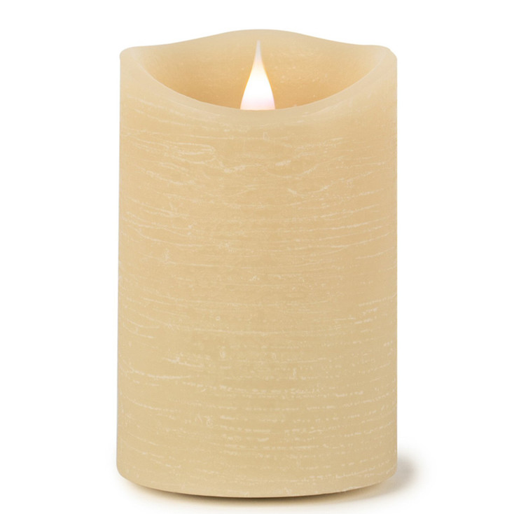 3.5" x 5" Simplux LED Designer Ivory Pillar Candles with Flickering Flames, Set of 2