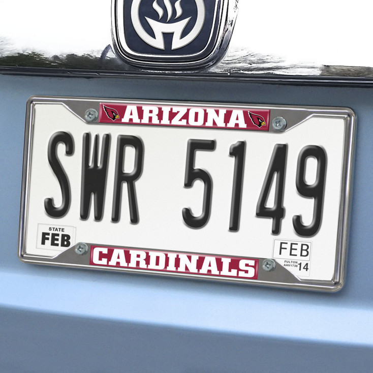 Arizona Cardinals Chrome and Red License Plate Frame