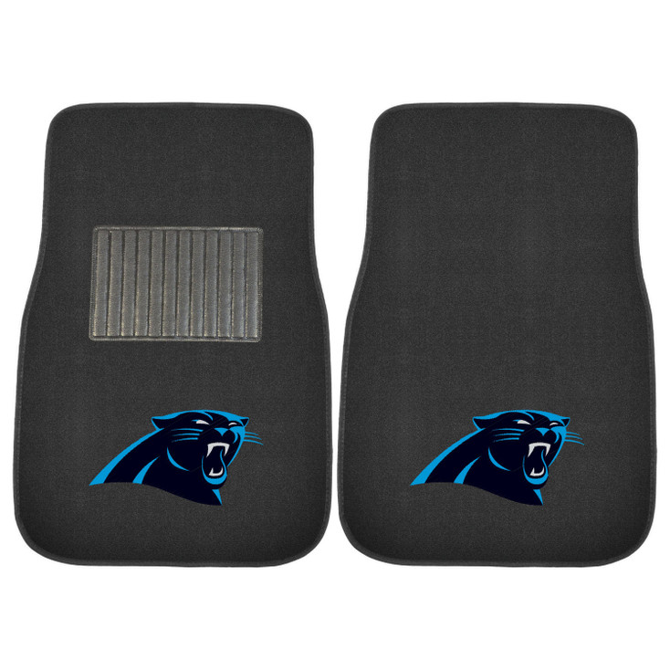 Carolina Panthers Embroidered Black Car Mat, Set of 2