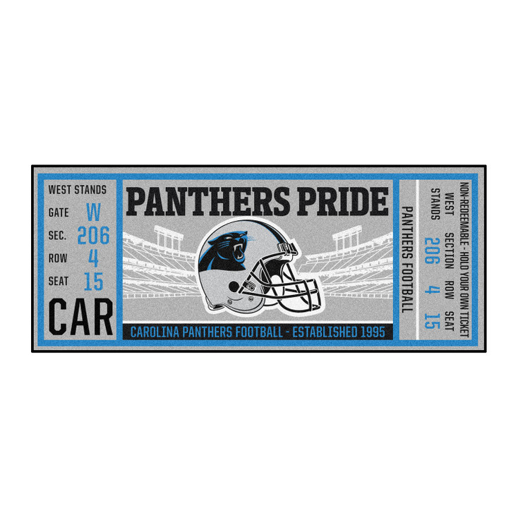 30" x 72" Carolina Panthers Ticket Rectangle Runner Mat