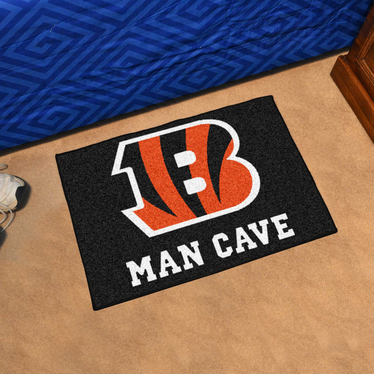 19" x 30" Cincinnati Bengals Man Cave Starter Black Rectangle Mat