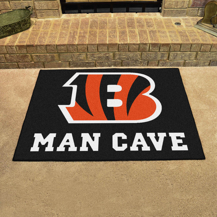 33.75" x 42.5" Cincinnati Bengals Man Cave All-Star Black Rectangle Mat