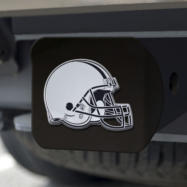 Cleveland Browns Hitch Cover - Chrome on Black