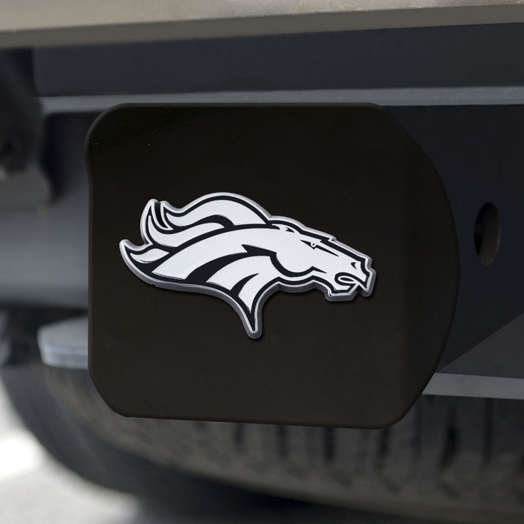 Denver Broncos Hitch Cover - Chrome on Black