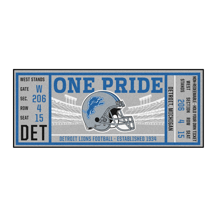 30" x 72" Detroit Lions Ticket Rectangle Runner Mat