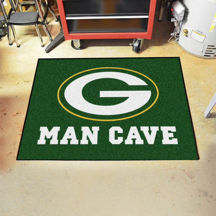 33.75" x 42.5" Green Bay Packers Man Cave All-Star Green Rectangle Mat