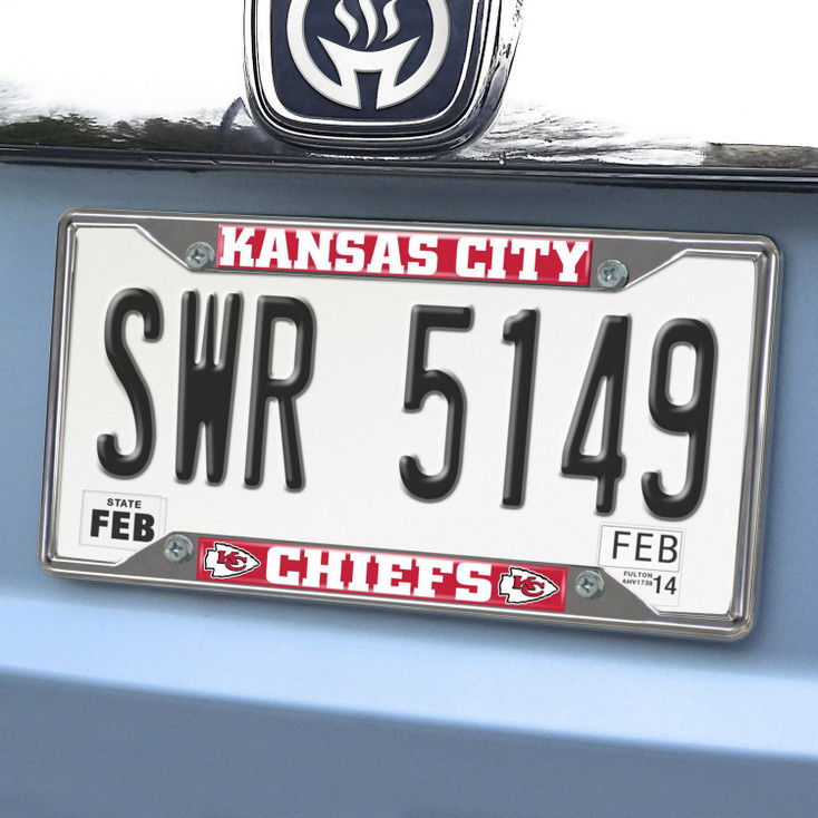 Kansas City Chiefs Chrome and Red License Plate Frame