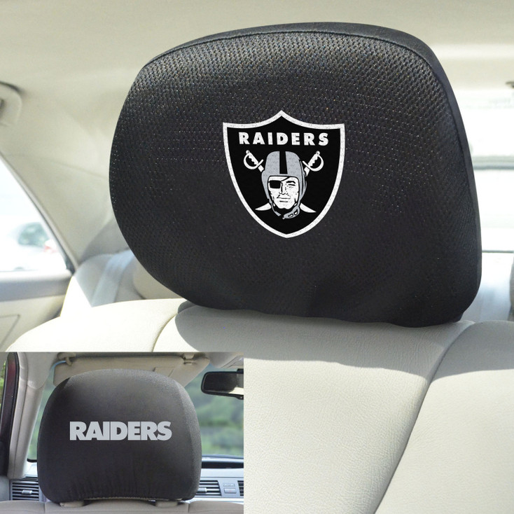 Las Vegas Raiders Car Headrest Cover, Set of 2