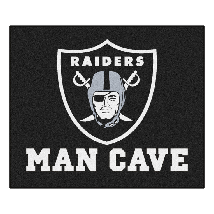 59.5" x 71" Las Vegas Raiders Man Cave Tailgater Black Rectangle Mat