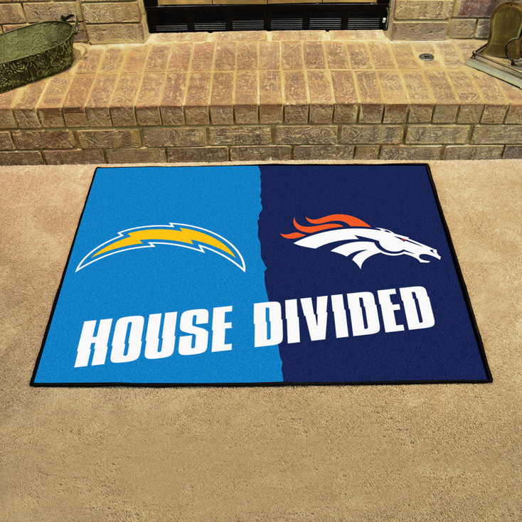 33.75" x 42.5" Chargers / Broncos House Divided Rectangle Mat