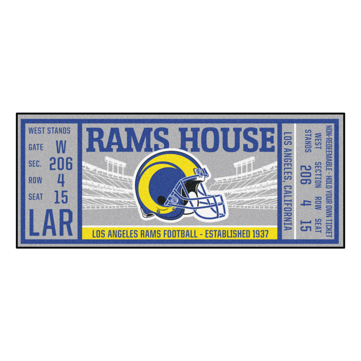 30" x 72" Los Angeles Rams Ticket Rectangle Runner Mat