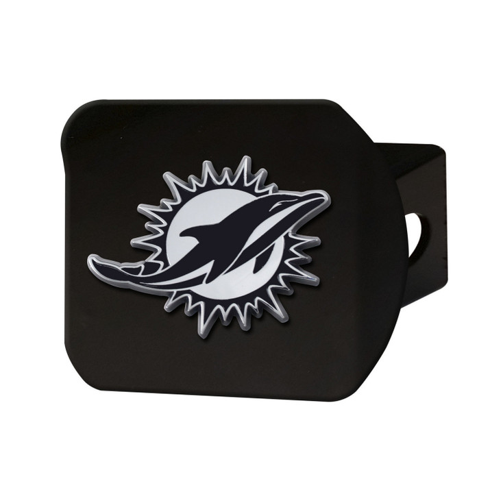 Miami Dolphins Hitch Cover - Chrome on Black