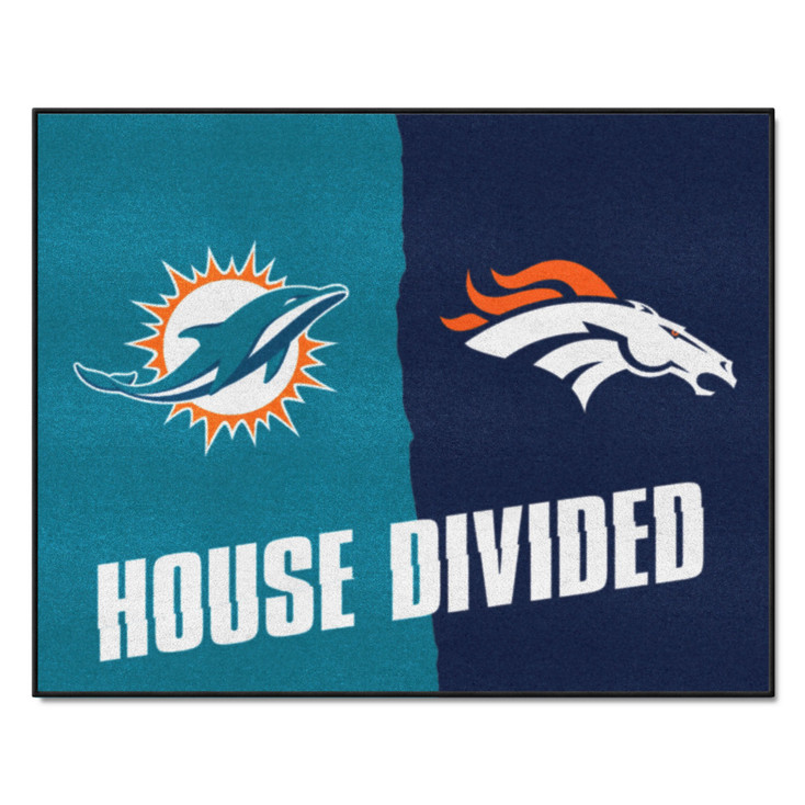 33.75" x 42.5" Dolphins / Broncos House Divided Rectangle Mat