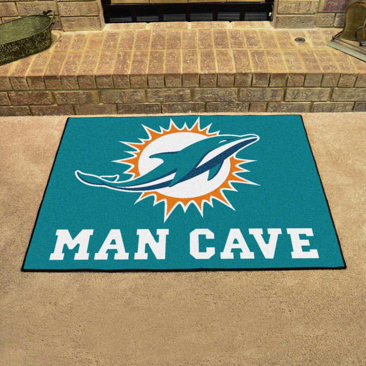 33.75" x 42.5" Miami Dolphins Man Cave All-Star Turquoise Rectangle Mat