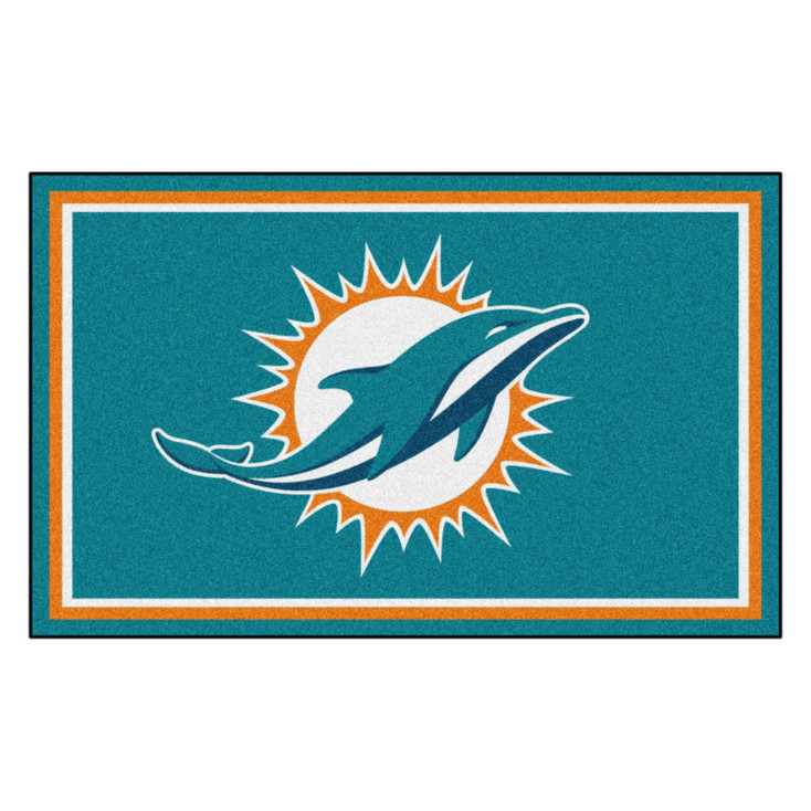 4' x 6' Miami Dolphins Turquoise Rectangle Rug
