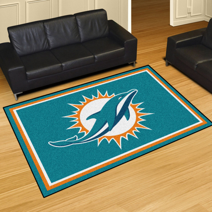 59.5" x 88" Miami Dolphins Turquoise Rectangle Rug