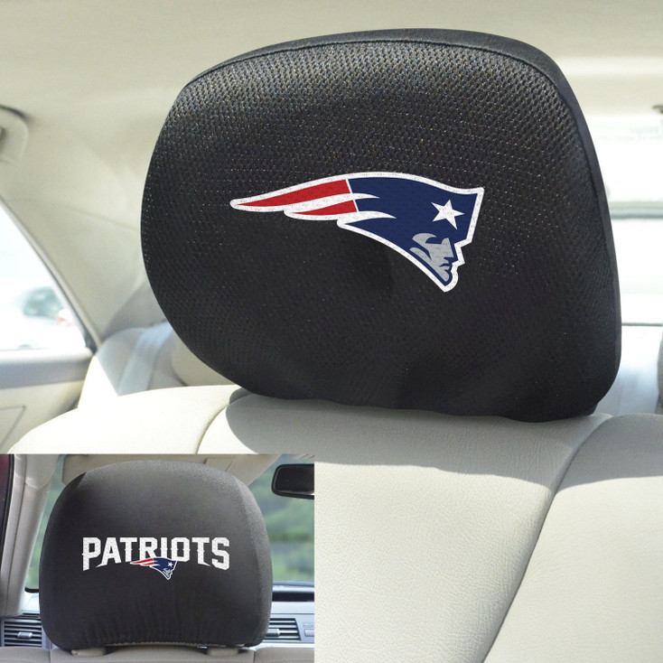 New England Patriots Car Headrest Cover, Set of 2