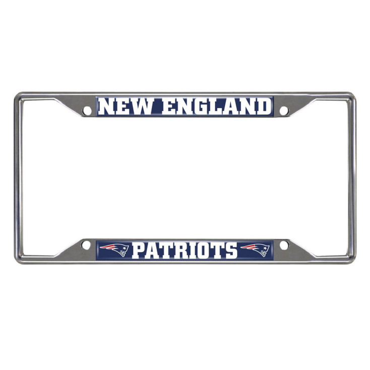 New England Patriots Chrome and Navy License Plate Frame