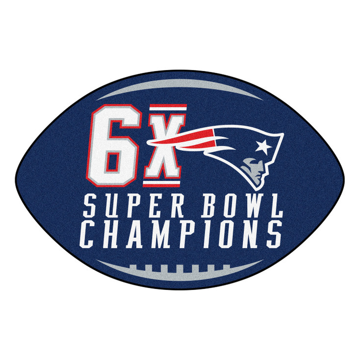 20.5" x 32.5" New England Patriots 6 Times Super Bowl Champions Football Shape Mat