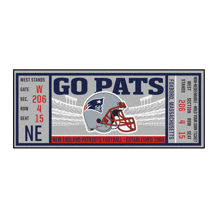 30" x 72" New England Patriots Ticket Rectangle Runner Mat