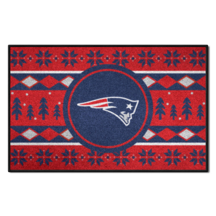 19" x 30" New England Patriots Holiday Sweater Red Rectangle Starter Mat