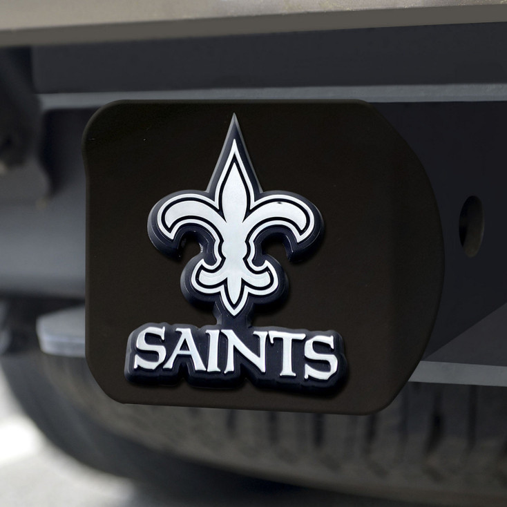 New Orleans Saints Hitch Cover - Chrome on Black