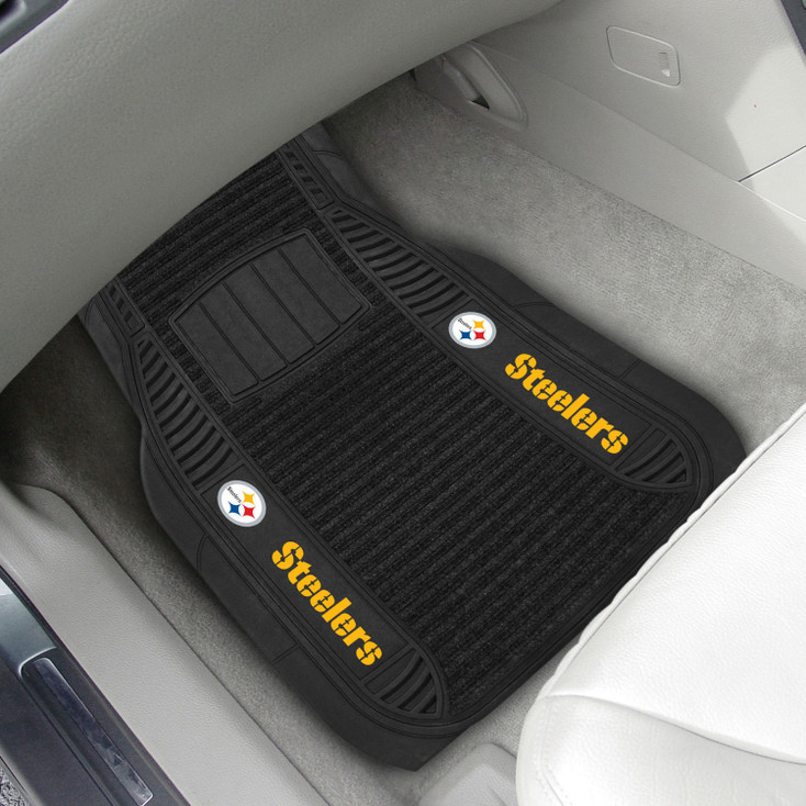 Pittsburgh Steelers Black Deluxe Vinyl Car Mat w/Logo, Set of 2