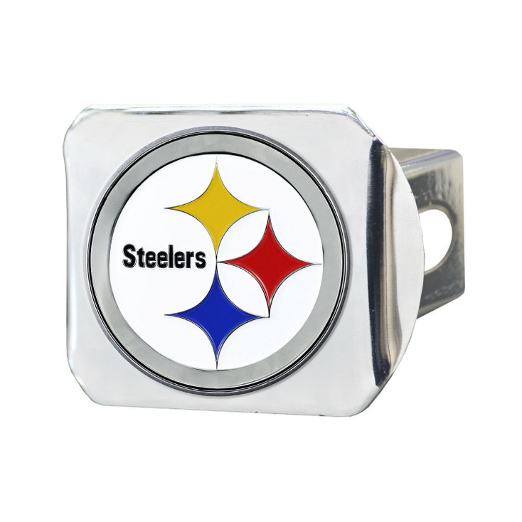 Pittsburgh Steelers Hitch Cover - White on Chrome