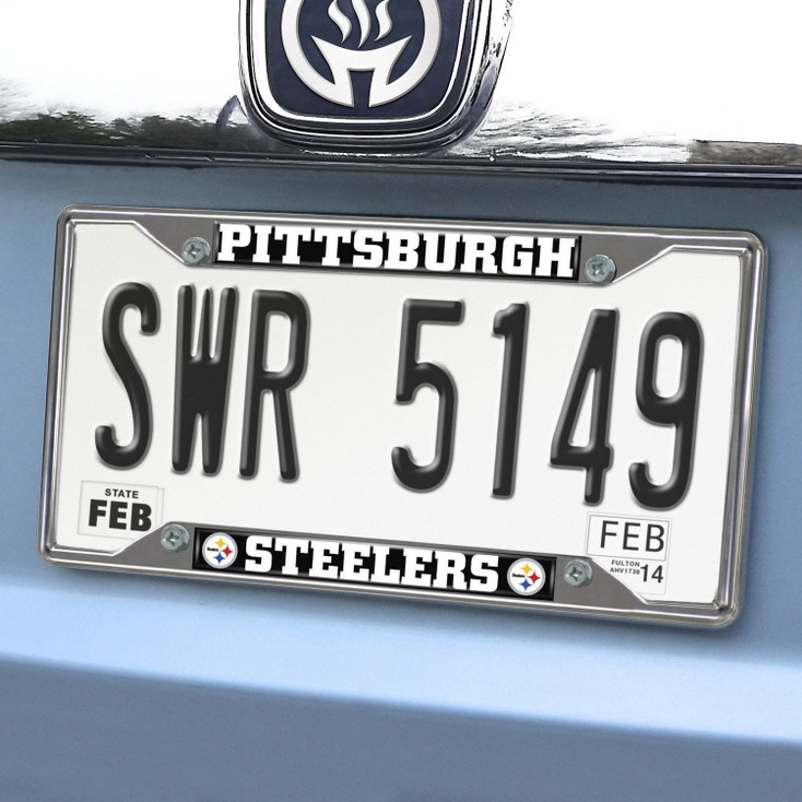 Pittsburgh Steelers Chrome and Black License Plate Frame