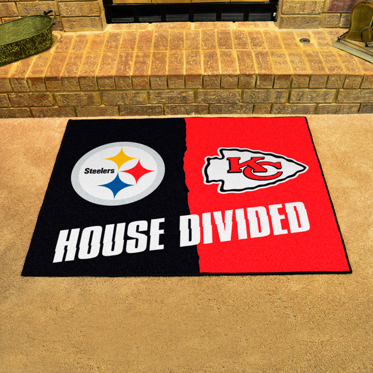 33.75" x 42.5" Steelers / Chiefs House Divided Rectangle Mat