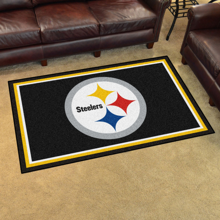 4' x 6' Pittsburgh Steelers Black Rectangle Rug - Floor Rug - Area Rug ...