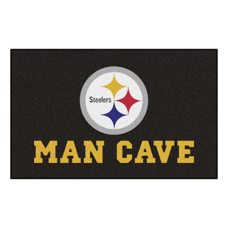 59.5" x 94.5" Pittsburgh Steelers Black Man Cave Rectangle Ulti Mat