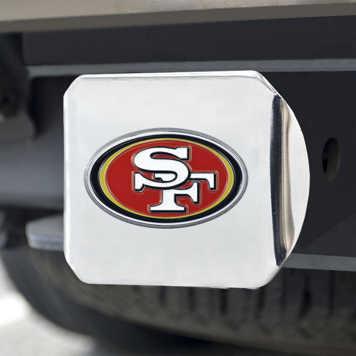 San Francisco 49ers Hitch Cover - Red on Chrome