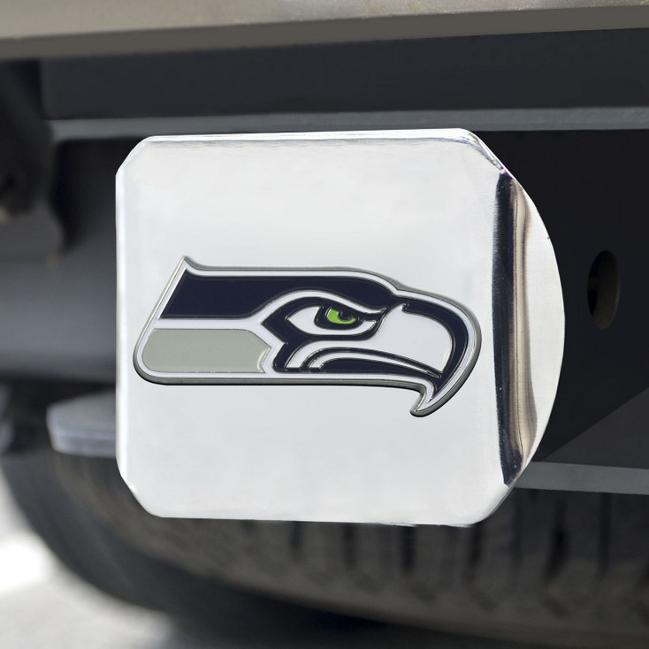 Seattle Seahawks Hitch Cover - Blue on Chrome