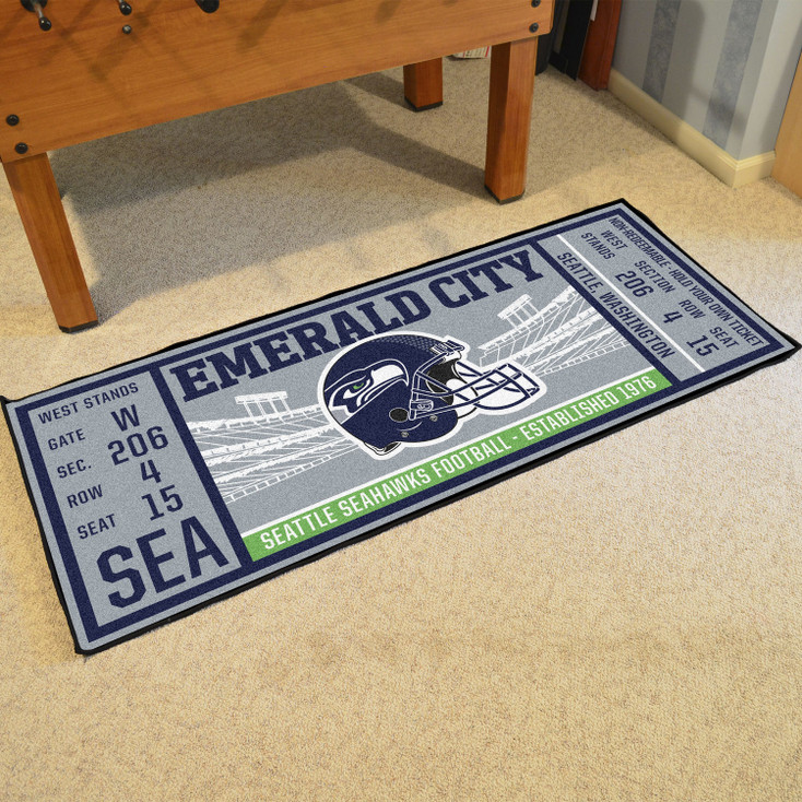 30" x 72" Seattle Seahawks Ticket Rectangle Runner Mat