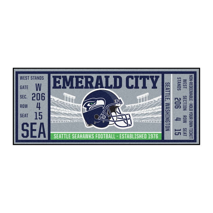 30" x 72" Seattle Seahawks Ticket Rectangle Runner Mat