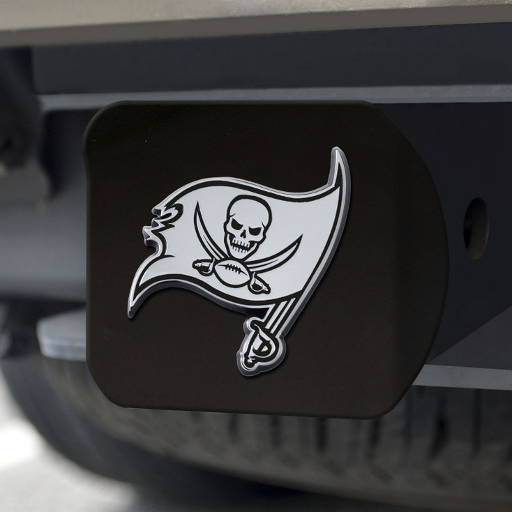 Tampa Bay Buccaneers Hitch Cover - Chrome on Black