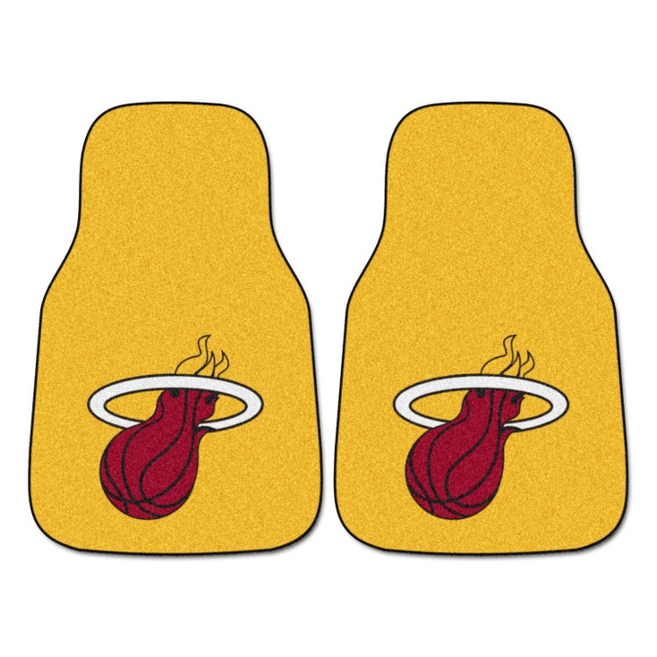 Miami Heat Yellow Carpet Car Mat, Set of 2