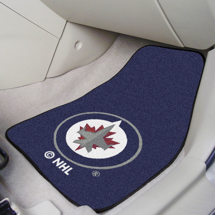 Winnipeg Jets Navy Carpet Car Mat, Set of 2