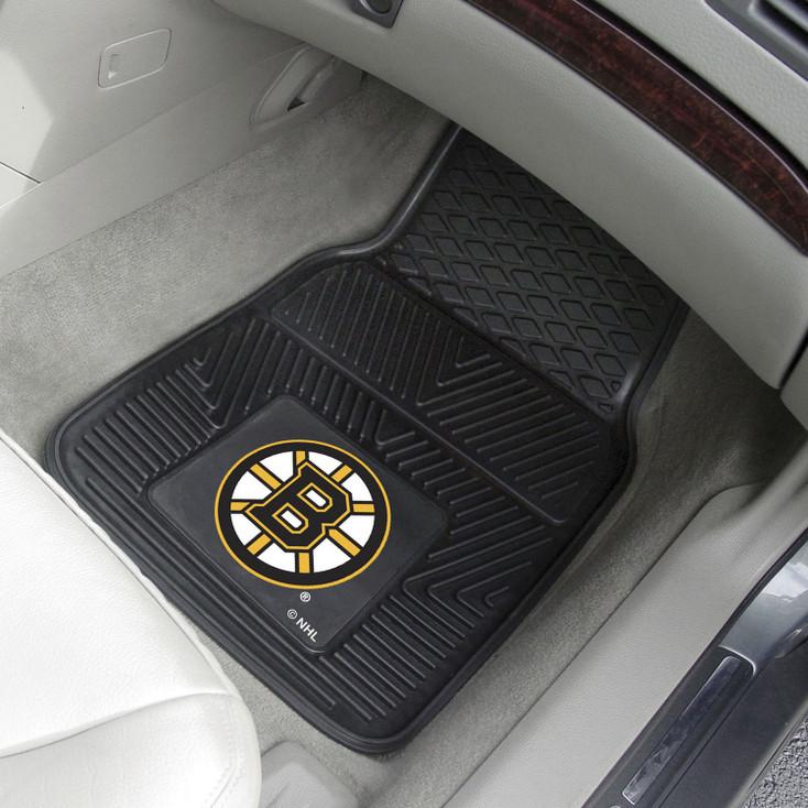 Boston Bruins Black Vinyl Car Mat, Set of 2