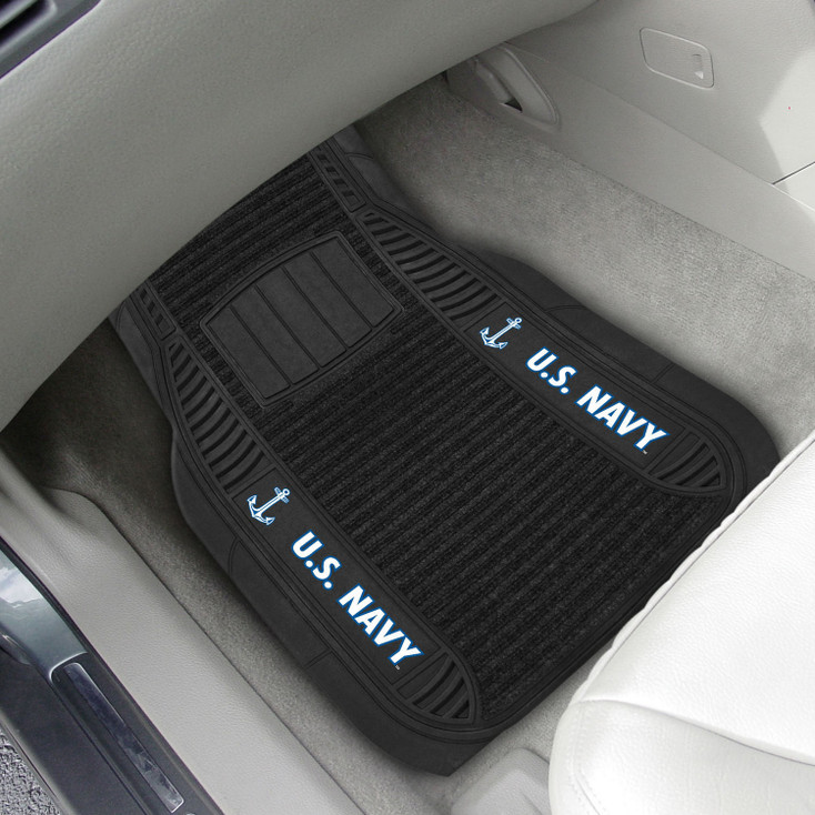 U.S. Navy Black Deluxe Vinyl Car Mat, Set of 2