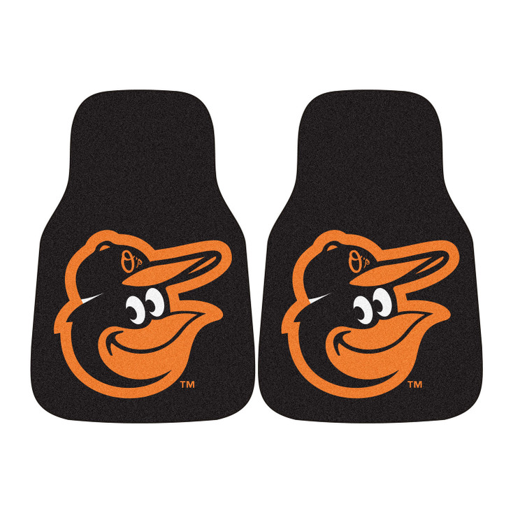 Baltimore Orioles Black Carpet Car Mat, Set of 2