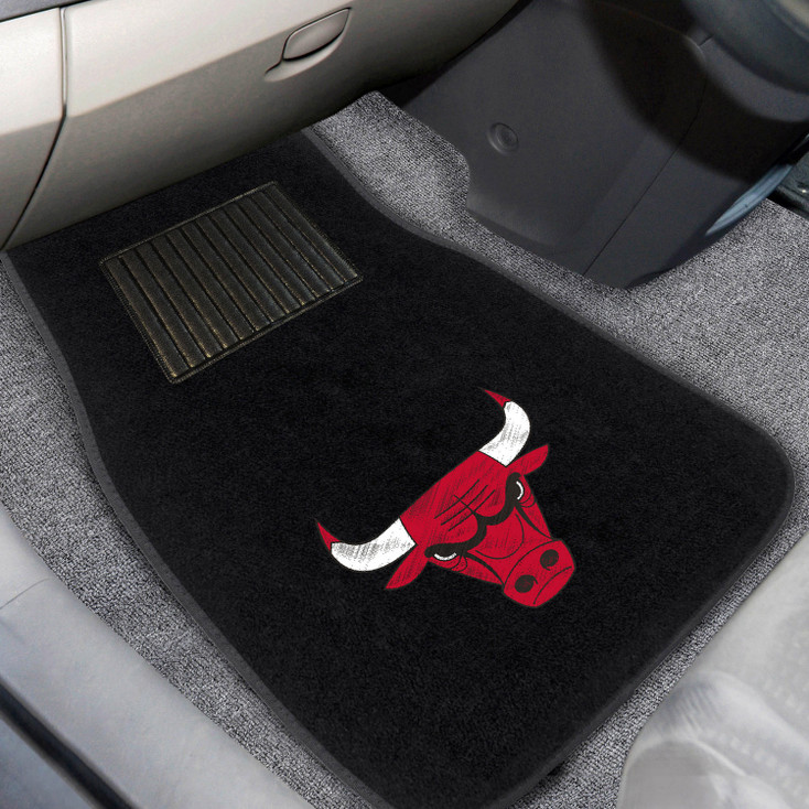 Chicago Bulls Embroidered Black Car Mat, Set of 2