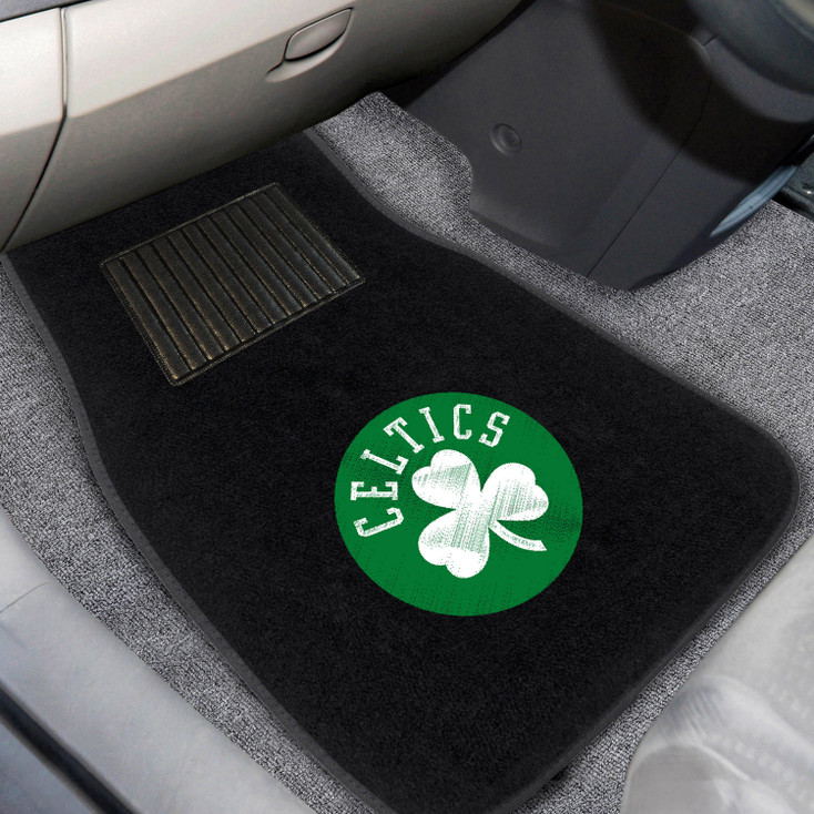 Boston Celtics Embroidered Black Car Mat, Set of 2