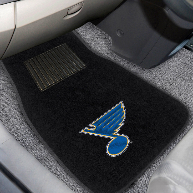 St. Louis Blues Embroidered Black Car Mat, Set of 2