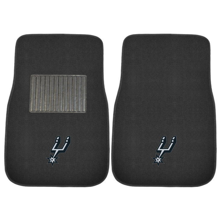 San Antonio Spurs Embroidered Black Car Mat, Set of 2