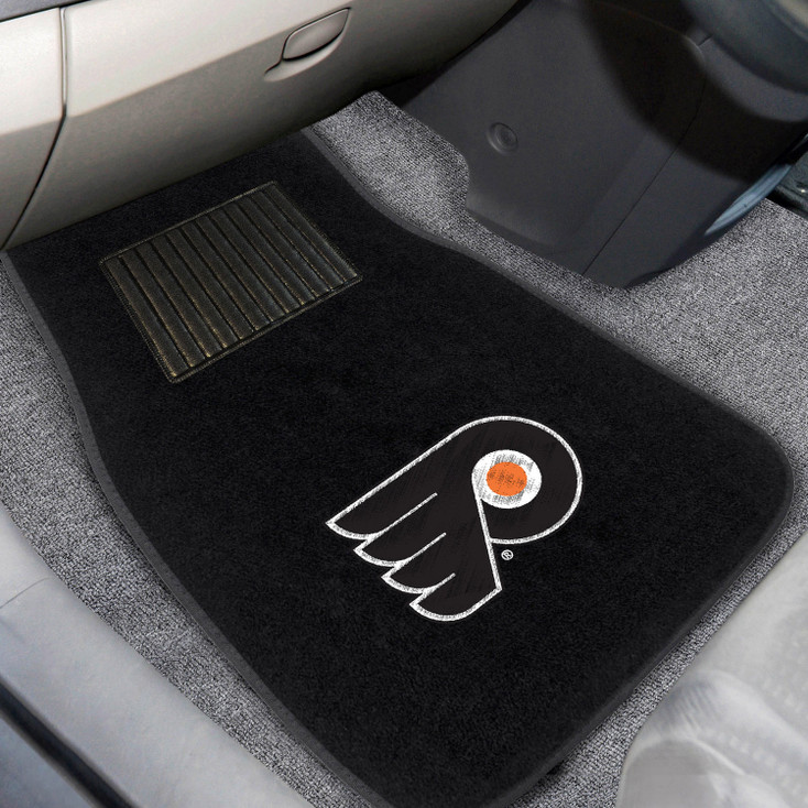 Philadelphia Flyers Embroidered Black Car Mat, Set of 2