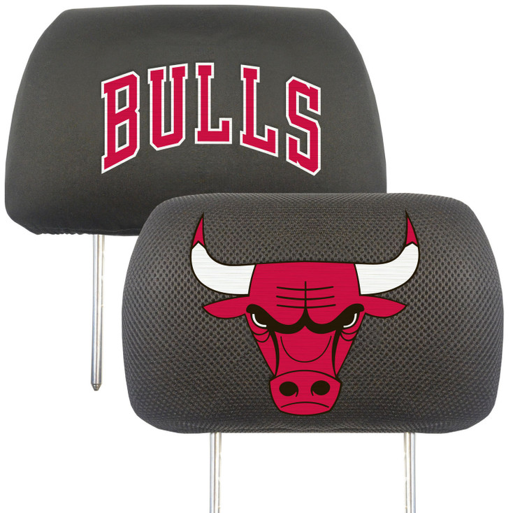Chicago Bulls Embroidered Car Headrest Cover, Set of 2