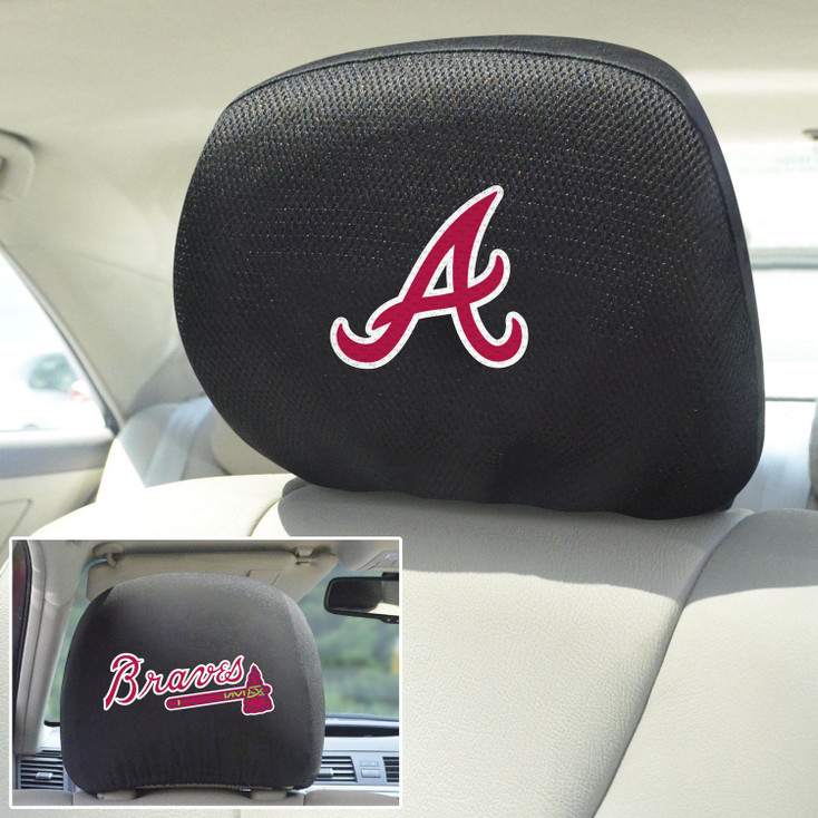 Atlanta Braves Embroidered Car Headrest Cover, Set of 2